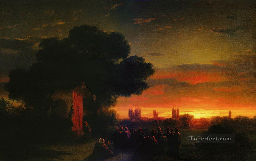 view of crimea at sunset 1862 Romantic Ivan Aivazovsky Russian Oil Paintings